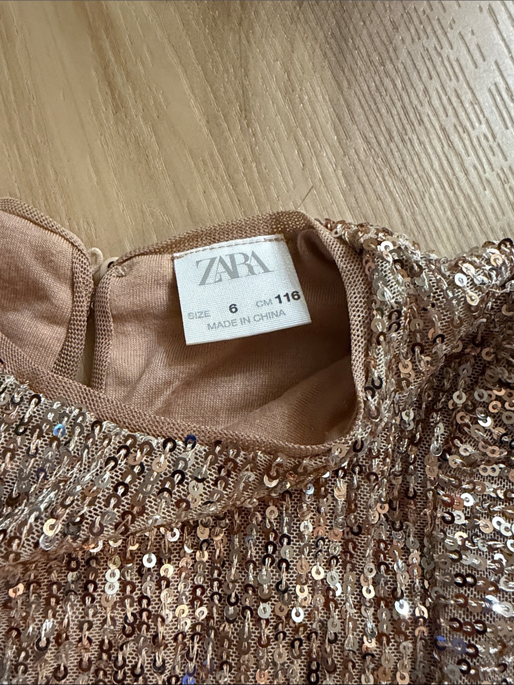 Zara Girls Sparkle Gold Sequin Kids Dress - Picture 5 of 5